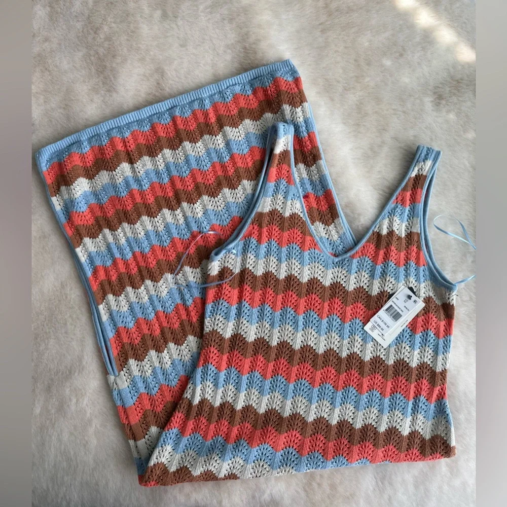 NEW! Rip Curl Santorini Sun Colorblock Crochet  Sleeveless Midi Dress Resortwear - Picture 3 of 7